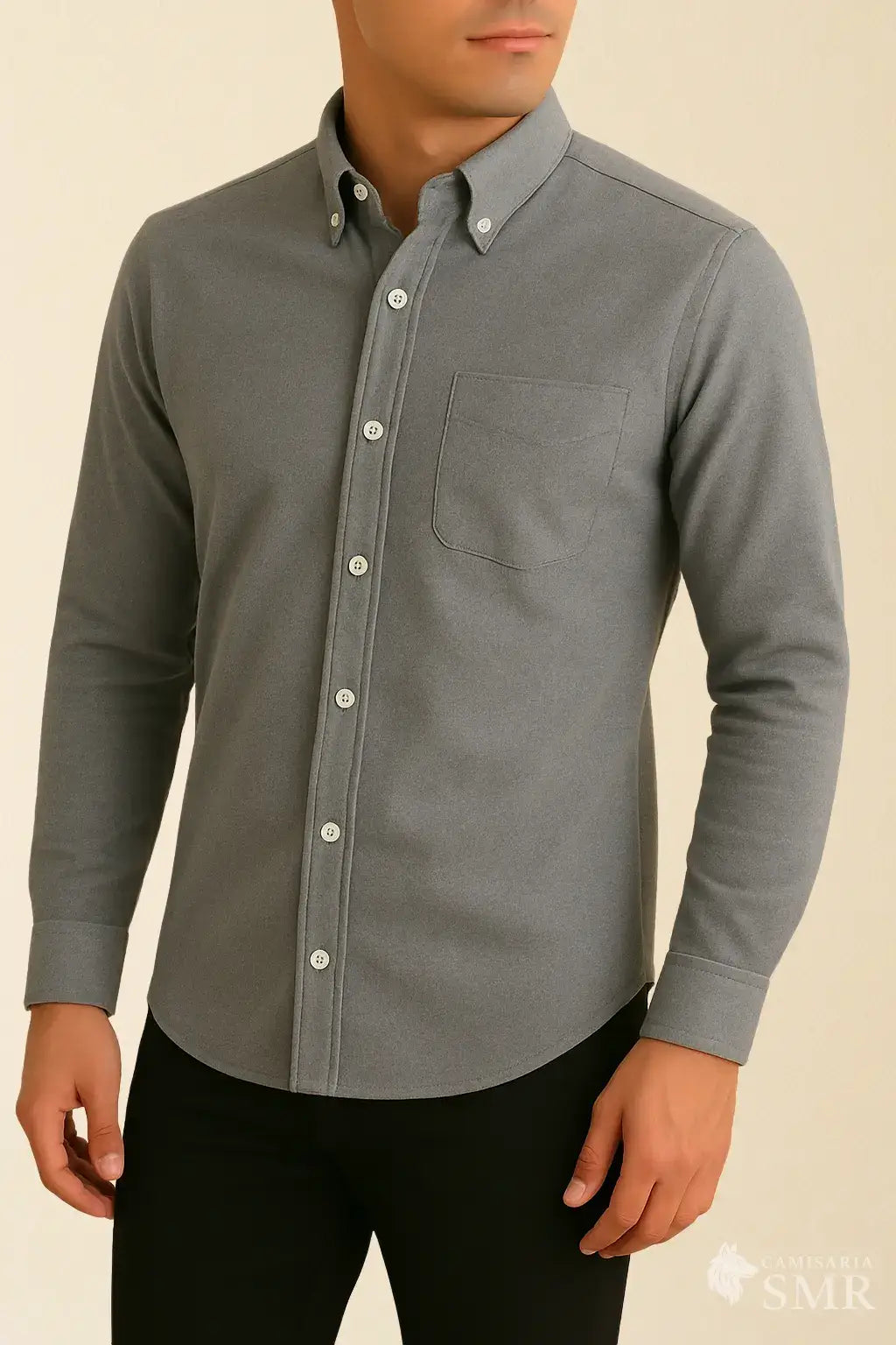 Camisa Social Oxford - Cinza