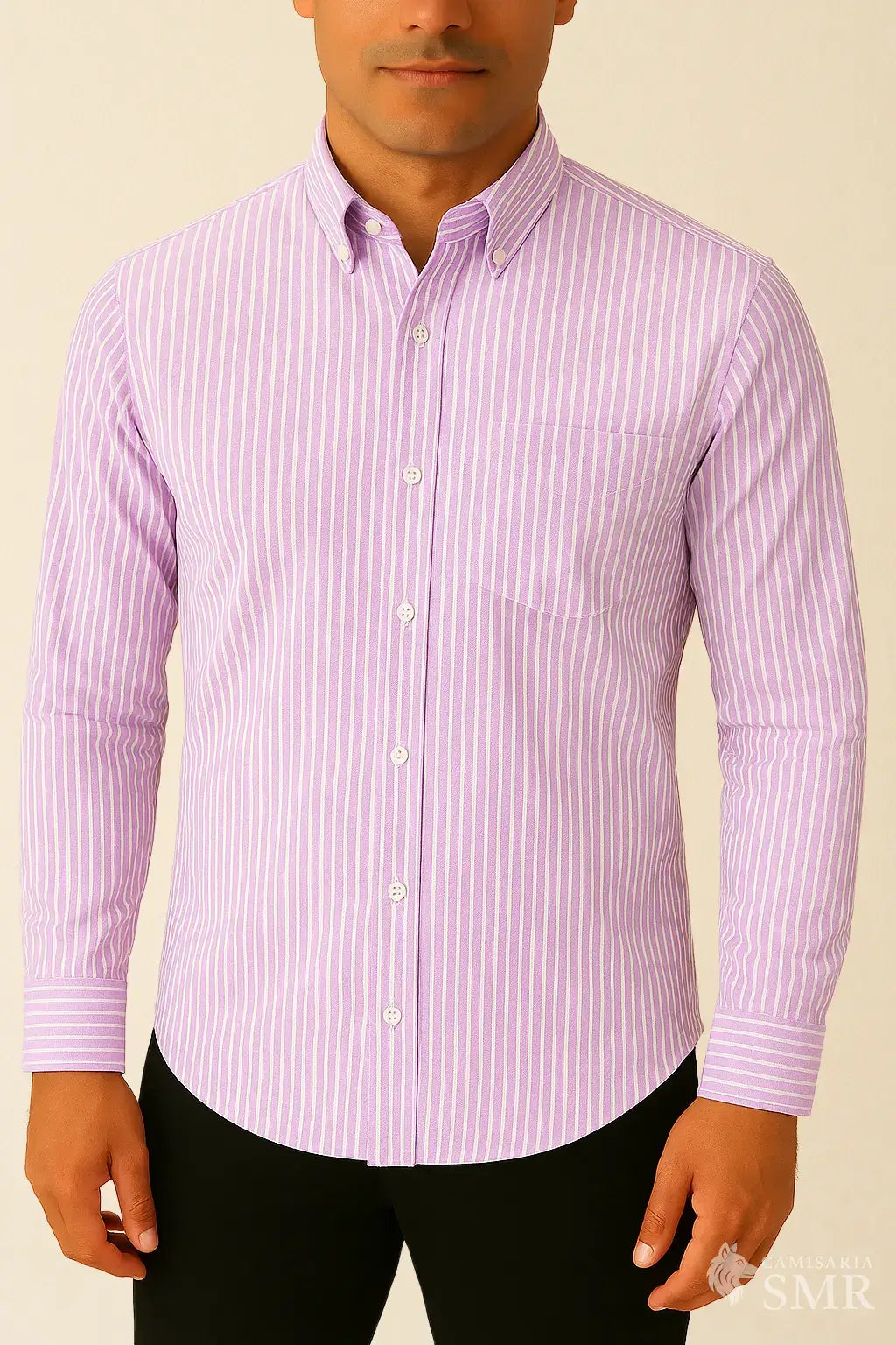 Camisa Social Oxford - Lilás Listrada
