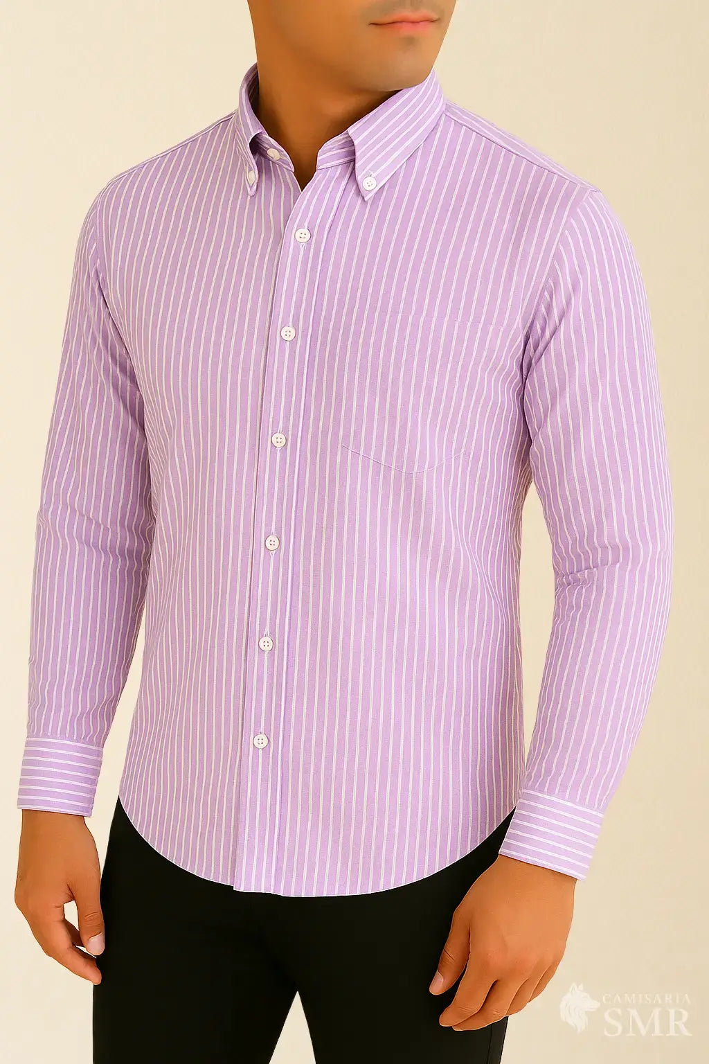 Camisa Social Oxford - Lilás Listrada