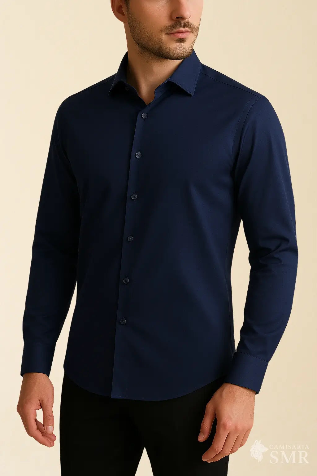 Camisa Social Plus Size Slim - Azul Marinho