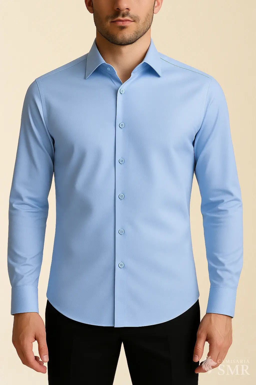 Camisa Social Plus Size Slim -  Azul Claro